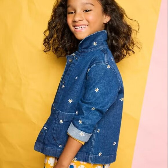 Daisy Embroidered Denim Chore Barn Jacket EUC - Picture 2 of 2